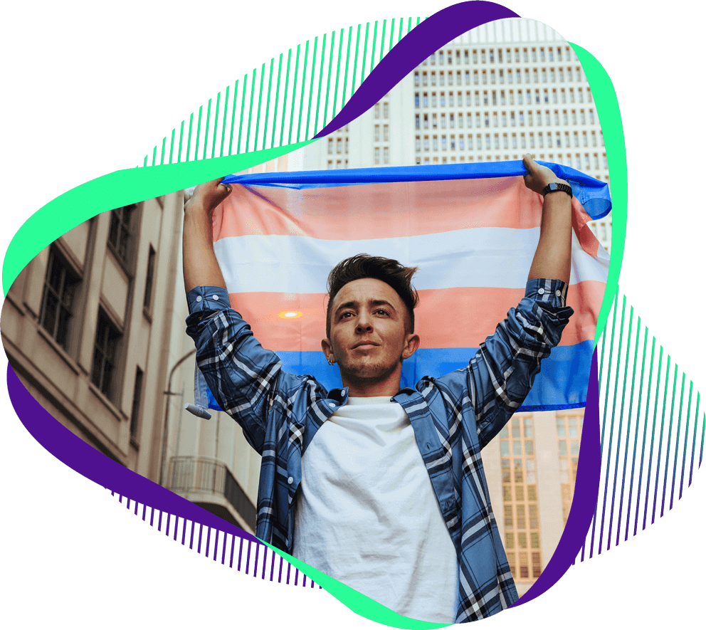 Person with Trans flag